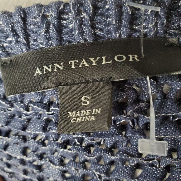 Ann Taylor Gray Blue Round Neck Long Sleeve Zipper Sides Knit Sweater Size Small - Picture 8 of 10